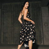 Brittany Polka Dot Midi Dress - Black