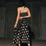 Brittany Polka Dot Midi Dress - Black