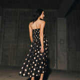 Brittany Polka Dot Midi Dress - Black