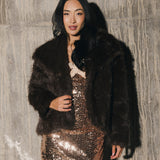 Gabi Faux Fur Coat - Brown