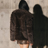 Gabi Faux Fur Coat - Brown