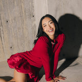 Jewel-Embellished Puff-Sleeve Bubble Mini Dress - Ruby