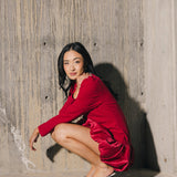 Jewel-Embellished Puff-Sleeve Bubble Mini Dress - Ruby