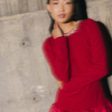 Jewel-Embellished Puff-Sleeve Bubble Mini Dress - Ruby