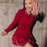 Jewel-Embellished Puff-Sleeve Bubble Mini Dress - Ruby