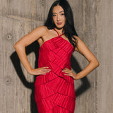 Farrah Pleated Satin Tiered Mini  Dress - Raspberry