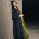 Demi Pleated Satin Tiered Midi Dress - Forest Green