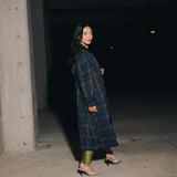 Havana Plaid Trench Coat - Navy/Green Plaid