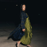 Demi Pleated Satin Tiered Midi Dress - Forest Green