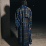 Havana Plaid Trench Coat - Navy/Green Plaid