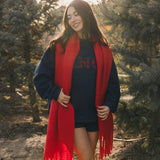 Fancy Oversized Fleece Mockneck - Midnight Navy/Red Plaid