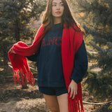 Fancy Oversized Fleece Mockneck - Midnight Navy/Red Plaid