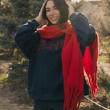 Fancy Oversized Fleece Mockneck - Midnight Navy/Red Plaid