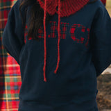 Fancy Oversized Fleece Mockneck - Midnight Navy/Red Plaid