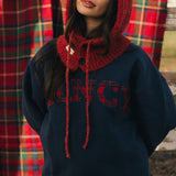 Fancy Oversized Fleece Mockneck - Midnight Navy/Red Plaid