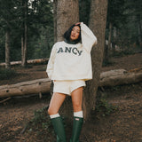 Fancy Oversized Fleece Plaid Collar Mockneck - Cream/Plaid (PREORDER)