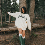 Fancy Oversized Fleece Plaid Collar Mockneck - Cream/Plaid (PREORDER)