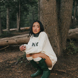 Fancy Oversized Fleece Plaid Collar Mockneck - Cream/Plaid (PREORDER)