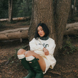 Fancy Oversized Fleece Plaid Collar Mockneck - Cream/Plaid (PREORDER)