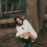 Fancy Oversized Fleece Plaid Collar Mockneck - Cream/Plaid (PREORDER)