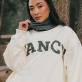 Fancy Oversized Fleece Plaid Collar Mockneck - Cream/Plaid (PREORDER)