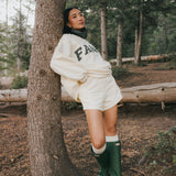 Fancy Oversized Fleece Plaid Collar Mockneck - Cream/Plaid (PREORDER)