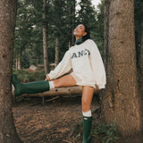 Fancy Oversized Fleece Plaid Collar Mockneck - Cream/Plaid (PREORDER)