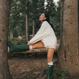 Fancy Oversized Fleece Plaid Collar Mockneck - Cream/Plaid (PREORDER)