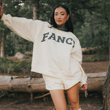 Fancy Oversized Fleece Plaid Collar Mockneck - Cream/Plaid (PREORDER)