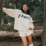 Fancy Oversized Fleece Plaid Collar Mockneck - Cream/Plaid (PREORDER)