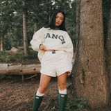 Fancy Oversized Fleece Plaid Collar Mockneck - Cream/Plaid (PREORDER)