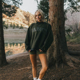 Fancy Oversized Fleece Varsity Mockneck - Alpine Green/Plaid