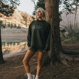 Fancy Oversized Fleece Varsity Mockneck - Alpine Green/Plaid