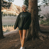 Fancy Oversized Fleece Varsity Mockneck - Alpine Green/Plaid