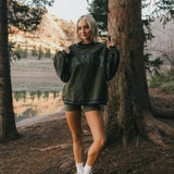 Fancy Oversized Fleece Varsity Mockneck - Alpine Green/Plaid