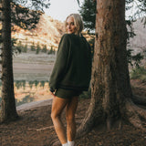Fancy Oversized Fleece Varsity Mockneck - Alpine Green/Plaid