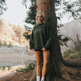 Fancy Oversized Fleece Varsity Mockneck - Alpine Green/Plaid