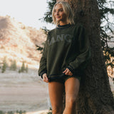 Fancy Oversized Fleece Varsity Mockneck - Alpine Green/Plaid