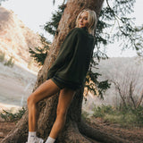 Fancy Oversized Fleece Varsity Mockneck - Alpine Green/Plaid