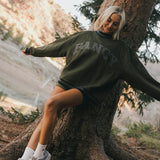 Fancy Oversized Fleece Varsity Mockneck - Alpine Green/Plaid