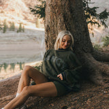 Fancy Oversized Fleece Varsity Mockneck - Alpine Green/Plaid