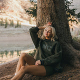 Fancy Oversized Fleece Varsity Mockneck - Alpine Green/Plaid