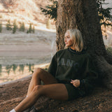 Fancy Oversized Fleece Varsity Mockneck - Alpine Green/Plaid