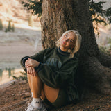 Fancy Oversized Fleece Varsity Mockneck - Alpine Green/Plaid