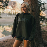 Fancy Oversized Fleece Varsity Mockneck - Alpine Green/Plaid