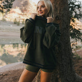 Fancy Oversized Fleece Varsity Mockneck - Alpine Green/Plaid