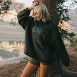 Fancy Oversized Fleece Varsity Mockneck - Alpine Green/Plaid
