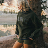 Fancy Oversized Fleece Varsity Mockneck - Alpine Green/Plaid