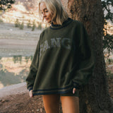 Fancy Oversized Fleece Varsity Mockneck - Alpine Green/Plaid