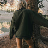 Fancy Oversized Fleece Varsity Mockneck - Alpine Green/Plaid